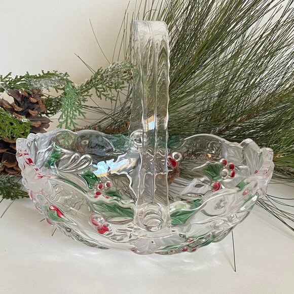 Mikasa Christmas Holiday Bloom Bloom Glass Basket - Picture 1 of 12